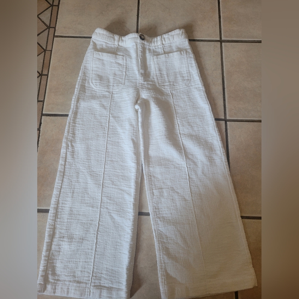 Zara Textured White Trousers
